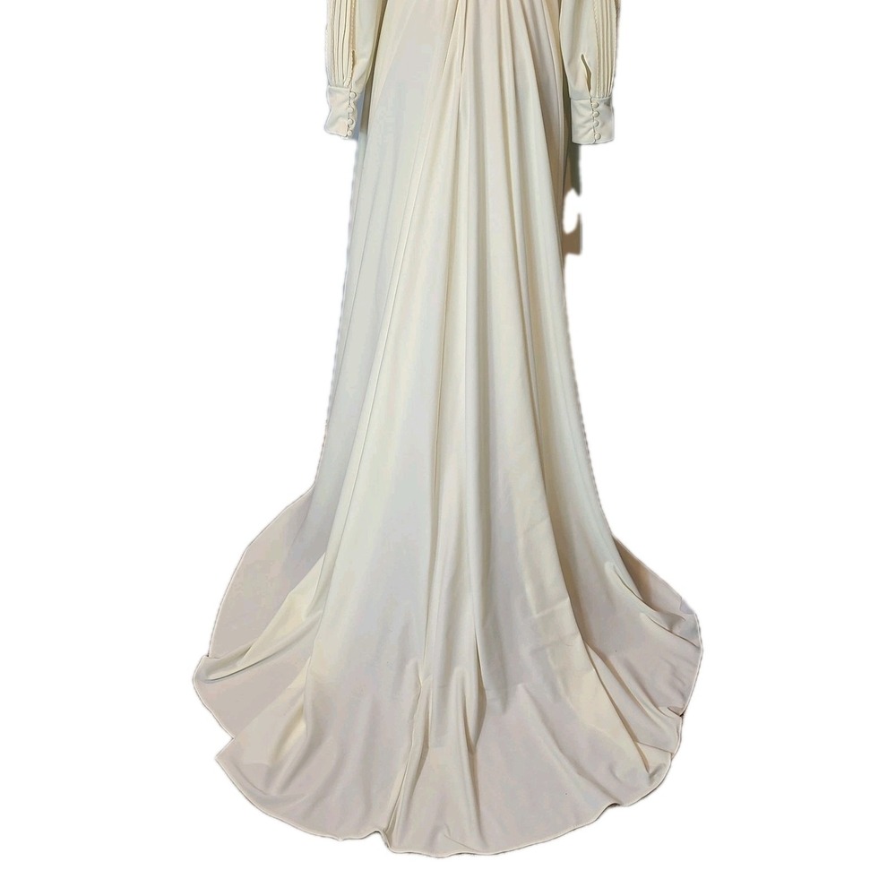 Vintage‎ Alfred Angelo Ivory Maxi Dress 70s Wedding Gown Cottage XS Renaissance - Picture 9 of 12